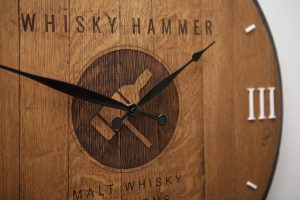 Cask end clock - The Altered State - Whisky Hammer Clock - Laser Engraving