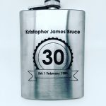 Stainless steel hip flask engraved with birthday