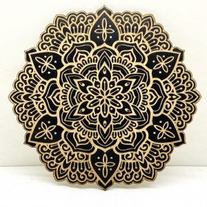 Laser Engraved Black Plywood Mandala - The Altered State - Danna Tattoo