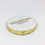 marble coaster laser engraved and colour filled with gold for valentian vermouth by the altered state