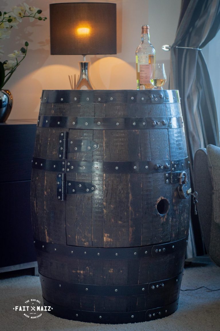 customised whisky barrel drinks cabinet