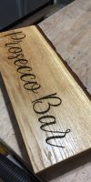 Laser engraved wood - oak - prosecco bar